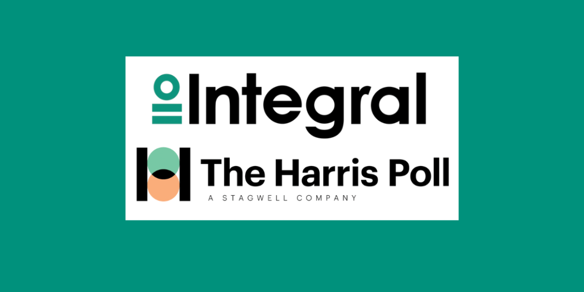 green background; white block with Integral and Harris Poll logos