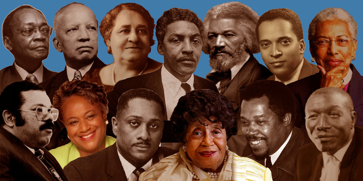 photo collage of famous African-Americans across the centuries