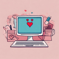 Computer with a heart smiling 